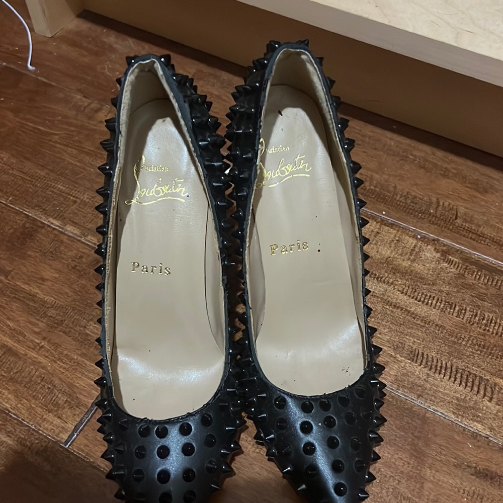 Black studded high heels 6 inch